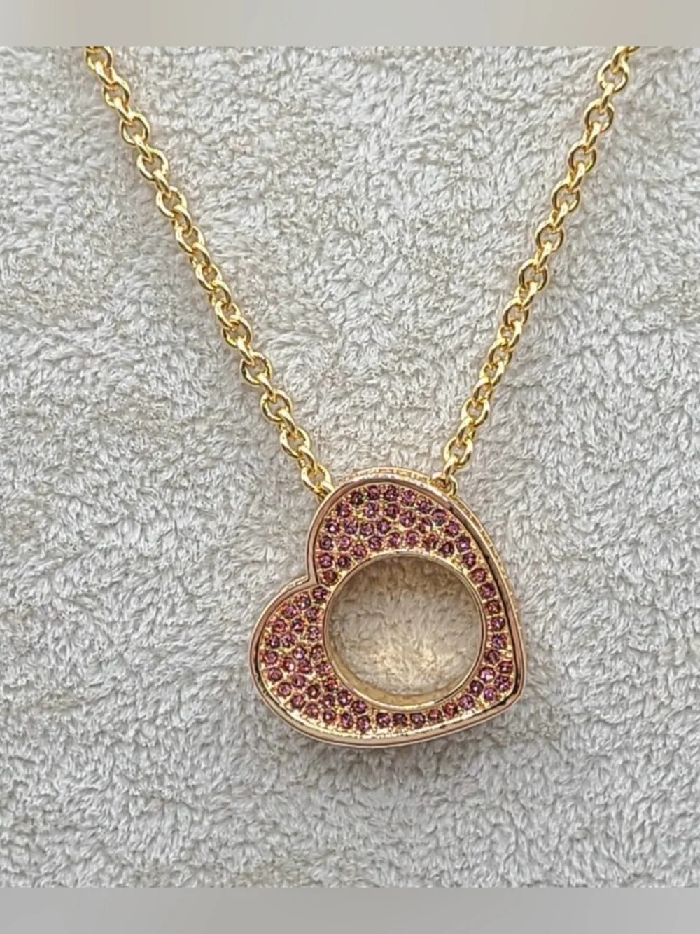 Kurt Geiger Gold-tone Heart Pendant Necklace with Pink Stones